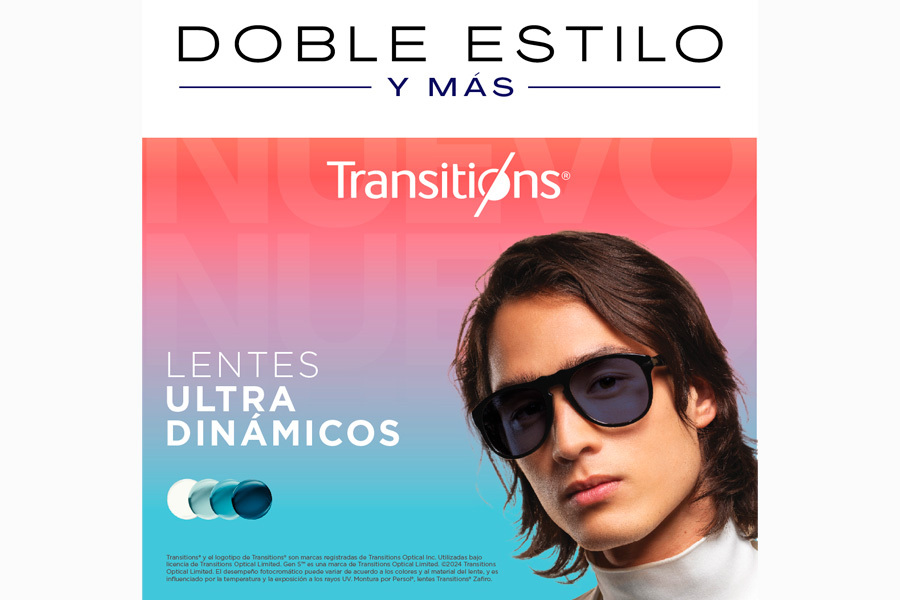 Ahora tus pacientes pueden llevar hasta 3 pares de lentes Transitions® con Crizal® a un precio especial y disfrutar de las mejores tecnologías de lentes fotocromáticos y antirreflejo con la promoción Doble Estilo y Más.